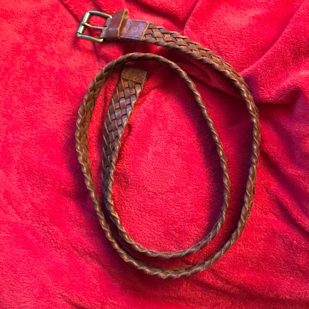 Dockers Y2K size 44 men’s woven braided leather belt brass buckle vintage 90s